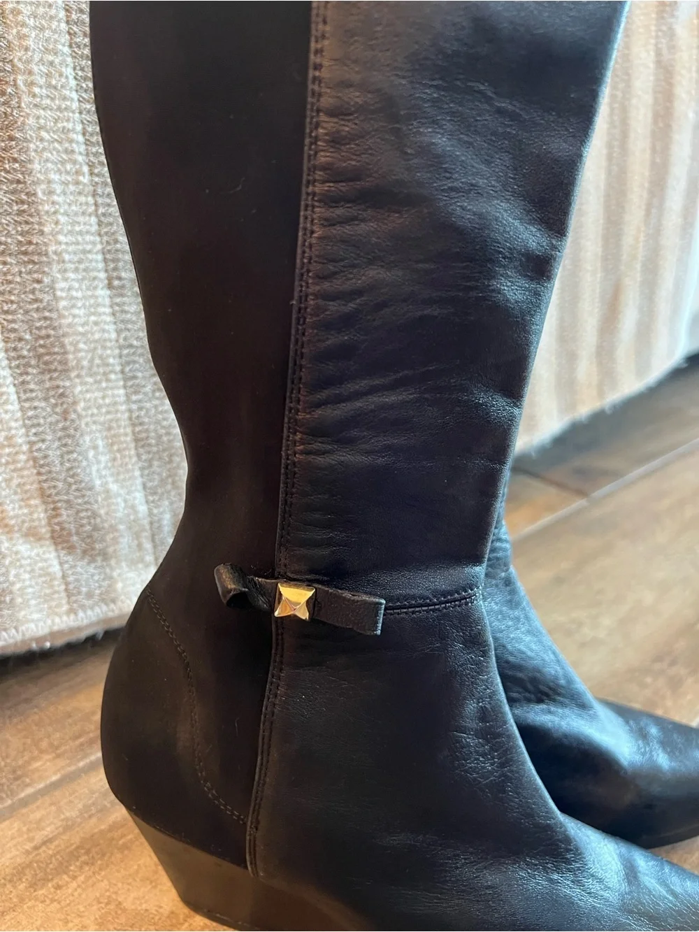 Kate Spade Black Knee-High Wedge Boots